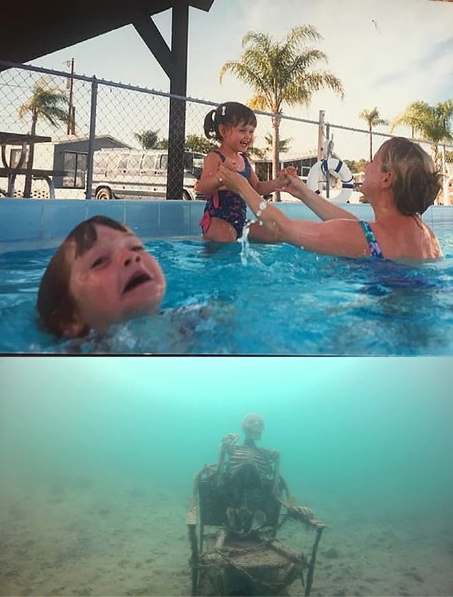 Drowning kid in the pool